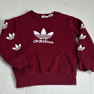 Adidas Toddler Size 2T Unisex Maroon White‎ Logo Crewneck Pullover Sweatshirt